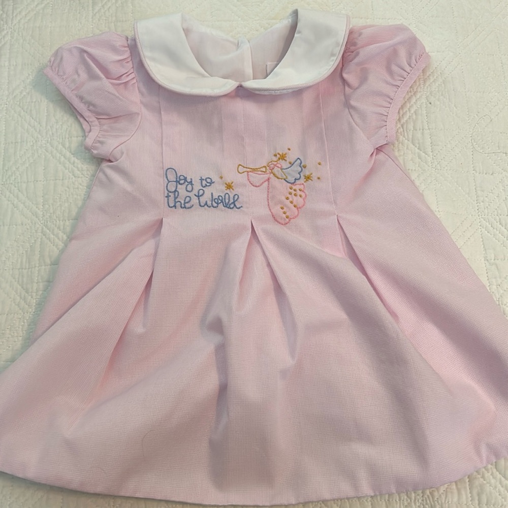 Stitchy Fish Joy to the World Christmas Dress size 18 months EUC